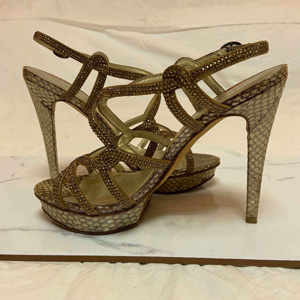 Pella Moda Glossy Snake Platform Slingbacks Size 7 1/2
